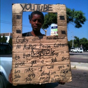 A South African beggar using YouTube as a gimmick